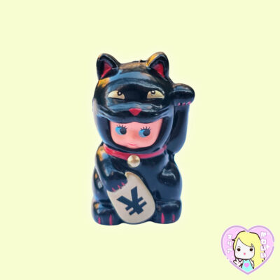 Gashapon Kewpie Obitsu Headgear Figure Collection ~ Kuro Maneki Neko